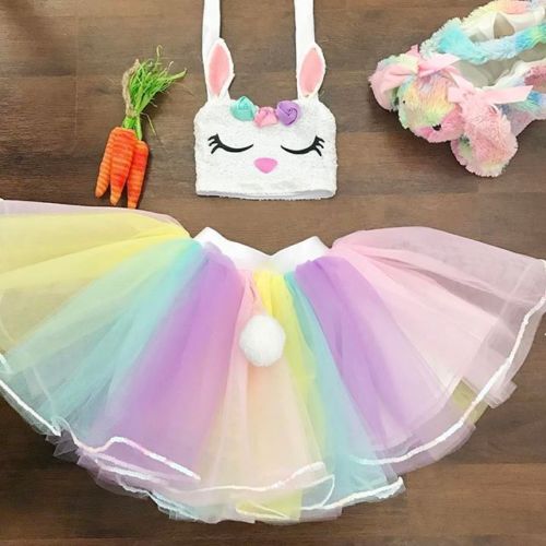 Rabbit Cartoon Sleeveless Rainbow Skirt