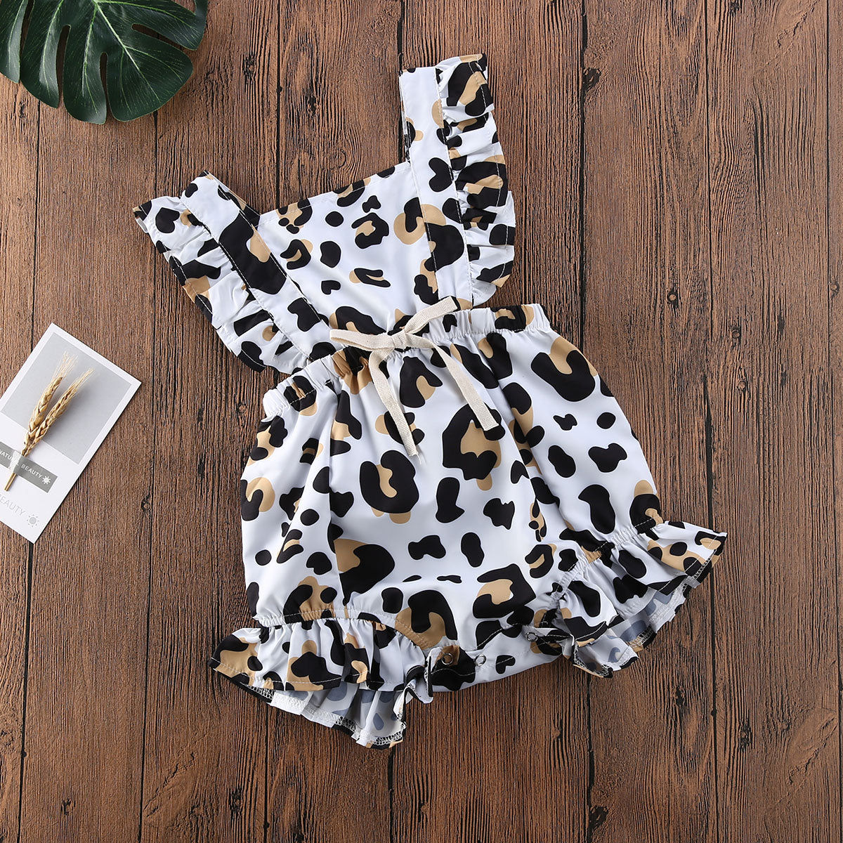 Sleeveless Leopard Ruffle Baby Girl Bodysuit
