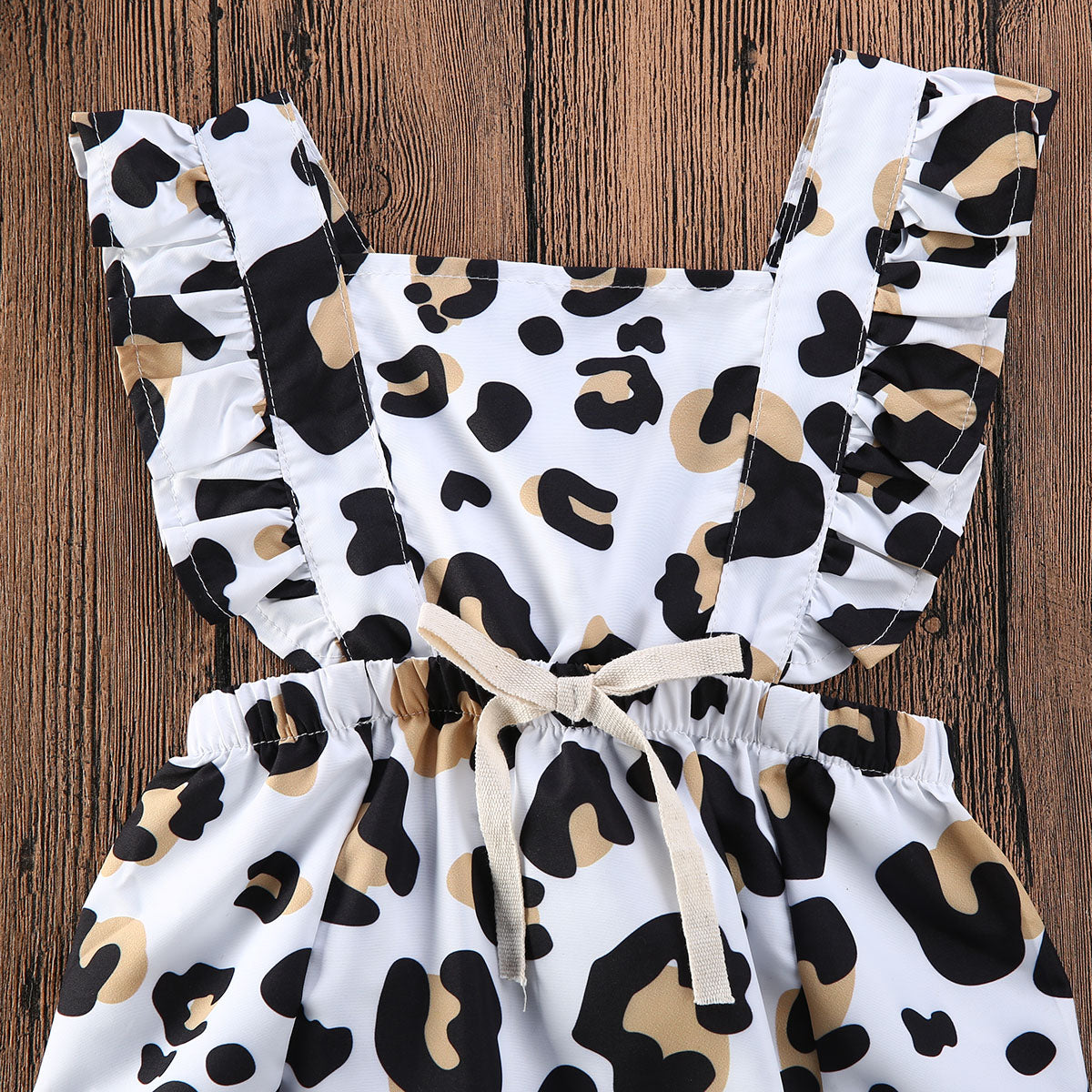 Sleeveless Leopard Ruffle Baby Girl Bodysuit