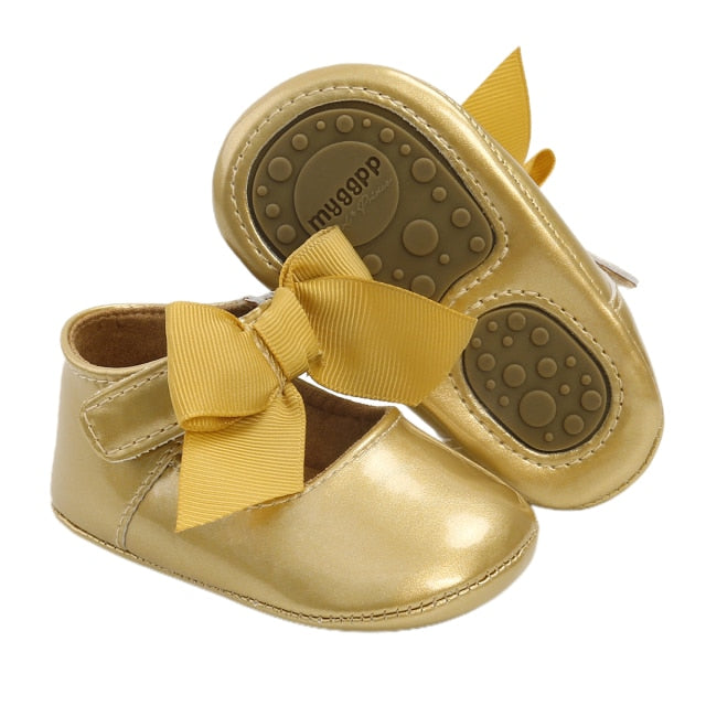 Ribbon Bow Non-Slip Infant Crib Shoes