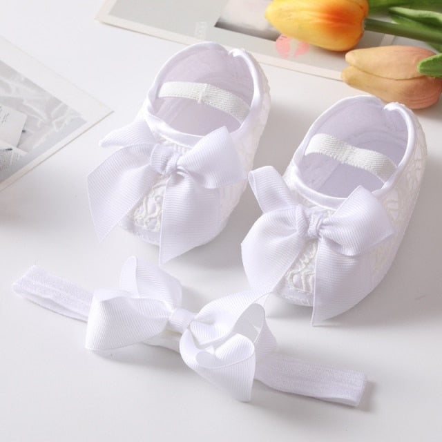 Newborn Baby Girl Shoes + Headband Set 0-18 months