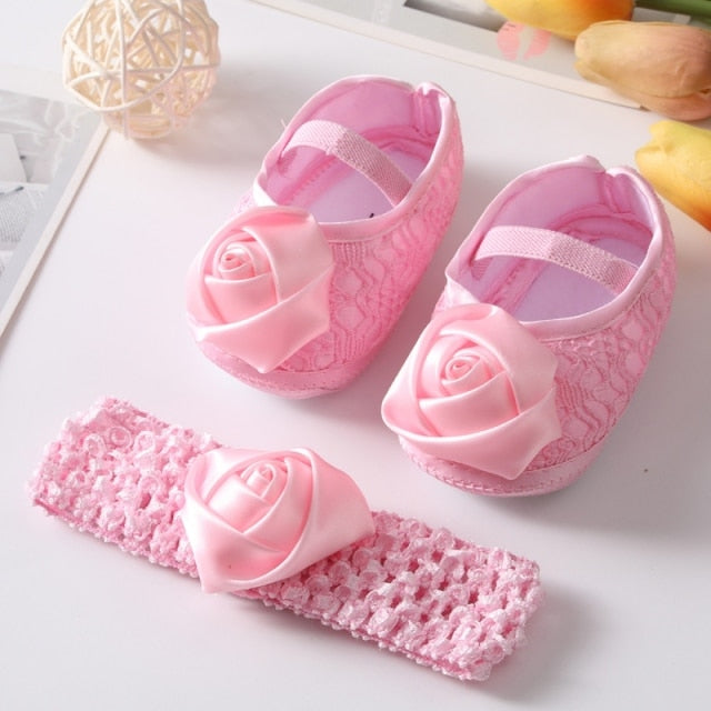 Newborn Baby Girl Shoes + Headband Set 0-18 months